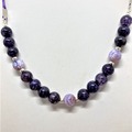 Vente au détail: Agate veinée violette collier neuf au choix 45/50 ou 51/56 cm 