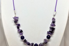 Vente au détail: Améthyste collier neuf 47/52 cm terminé cordon violet 