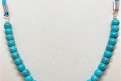 Vente au détail: Turquoise joli collier neuf 47/52 cm cordon coton livraison gratu
