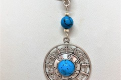 Vente au détail: Turquoise pendentif Neuf sur cordon coton turquoise 45/50 cm 