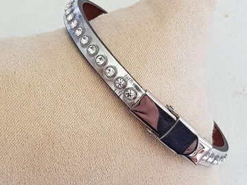 Vente au détail: Bracelet Cuir Miroir Argent 06 mm 01 Ajustable