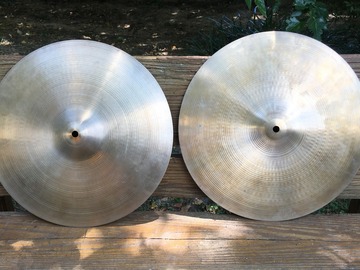 Selling with online payment: Vintage 1970s Zildjian A 15" Hi Hats Hollow Logo 961 & 1370 grams