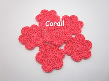Vente au détail: Lot de 2 Fleurs au crochet Corail