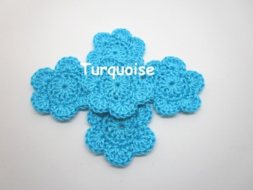 Vente au détail: Lot de 2 Fleurs au crochet Turquoise