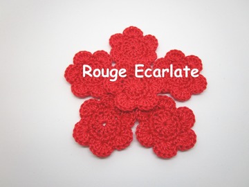 Vente au détail: Lot de 2 Fleurs au crochet Rouge Ecarlate