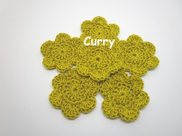 Vente au détail: Lot de 2 Fleurs au crochet Curry