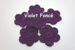 Vente au détail: Lot de 2 Fleurs au crochet Violet Foncé