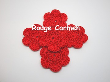 Sale retail: Lot de 2 Fleurs au crochet Rouge Carmen