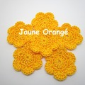 Vente au détail: Lot de 2 Fleurs au crochet Jaune Orangé