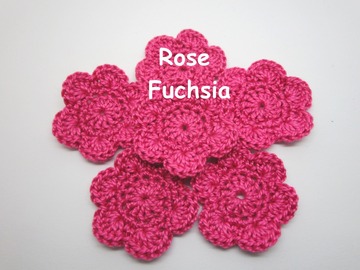 Sale retail: Lot de 2 Fleurs au crochet Fuchsia