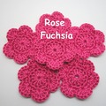 Vente au détail: Lot de 2 Fleurs au crochet Fuchsia