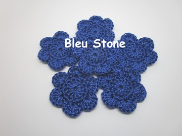 Vente au détail: Lot de 2 Fleurs au crochet Bleu Stone