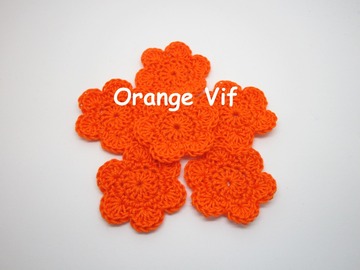 Sale retail: Lot de 2 Fleurs au crochet Orange Vif