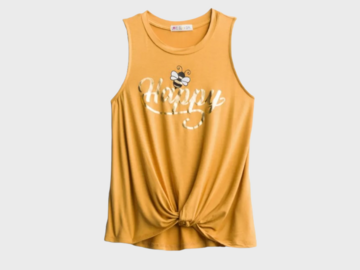 Selling with online payment: Baile Twist Front Graphic Tank "Bee Happy" Size L