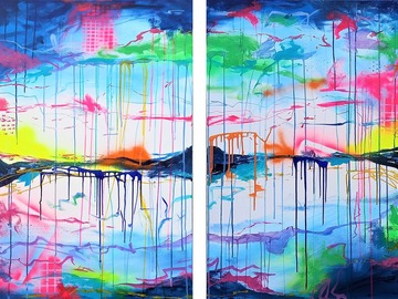 Sell Artworks: Huge Abstract Perfectly Imperfect II Diptych 160 x 120 cm
