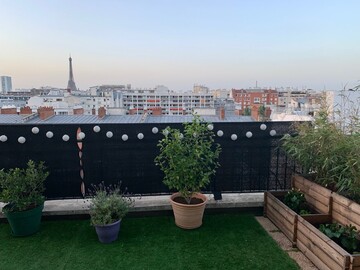 NOS JARDINS A LOUER: Terrasse 30 m² avec vue Tour Eiffel