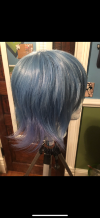 Blue and violet wig