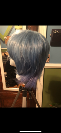 Blue and violet wig