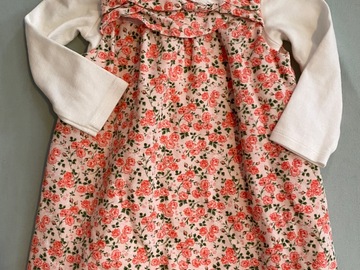 Selling with online payment: Janie And Jack 12 18 M Cord Dress Set Floral Ditsy Peach Corduroy