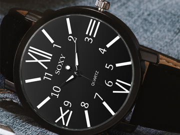 Comprar ahora: 100Pcs  Fashion Men Leather Quartz Watches