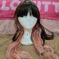 Selling with online payment: Long brown and pink wig