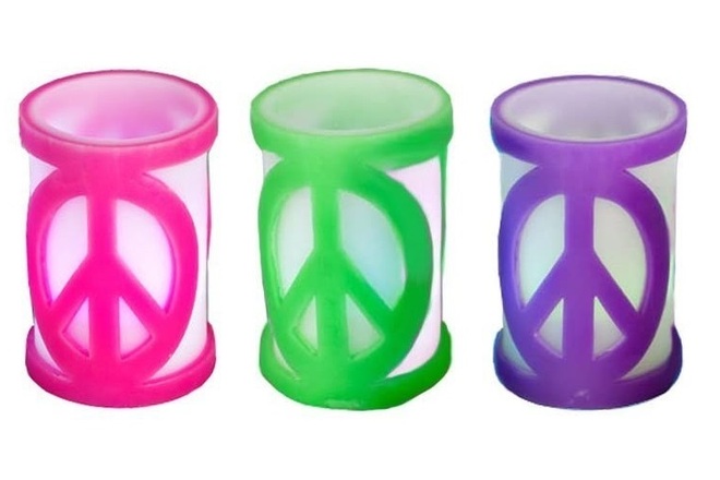 Peace Sign Color Changing LED Wax Candles, Large, Lot of 12
