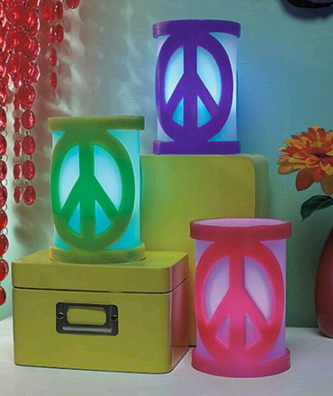 Peace Sign Color Changing LED Wax Candles, Large, Lot of 12