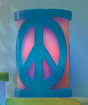 Peace Sign Color Changing LED Wax Candles, Large, Lot of 12