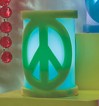 Peace Sign Color Changing LED Wax Candles, Large, Lot of 12