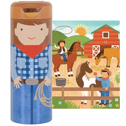 Petit Collage Tin Canister Jigsaw Puzzle, At The Ranch, Lot of 12