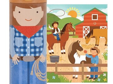 Bulk Lots: Petit Collage Tin Canister Jigsaw Puzzle, At The Ranch, Lot of 12