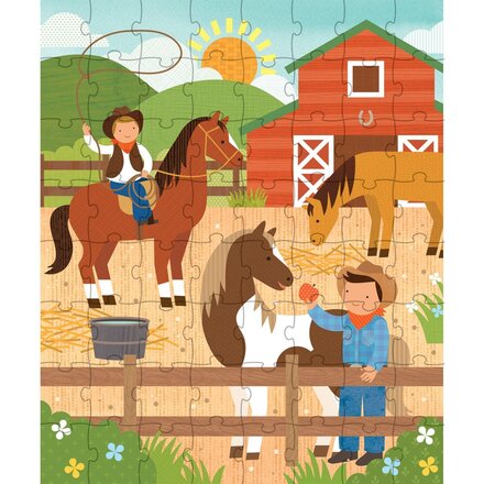 Petit Collage Tin Canister Jigsaw Puzzle, At The Ranch, Lot of 12
