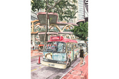  : Red Mini Bus - Art Print
