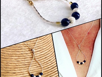 Sale retail: Collier "goutte lapis-lazuli" argent 
