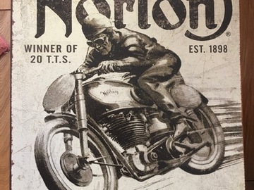 Vente: Plaque publicitaire métallique Motos NORTON MOTORCYCLES