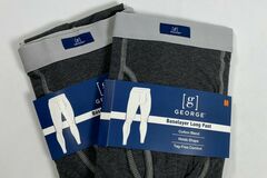 Buy Now: Mens George Charcoal Cotton Long Johns 2 pairs  Medium 50 QTY NEW