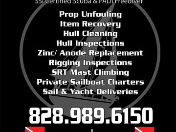 Offering: USCG captain/ Dive service/ hull cleaning/ rigging inspection 
