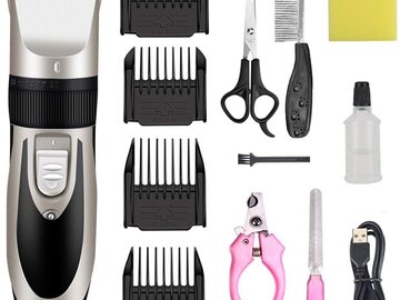 Liquidation & Wholesale Lot: Rechargeable Low Noise Dog Pet Clippers Grooming Kit, Lot of 12