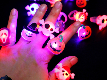Buy Now: 100Pcs Halloween Ghost Skull Glowing Brooch Rings for Kids Gifts 
