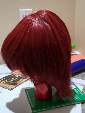 Red and white splitdyed todoroki wig w UA uniform 