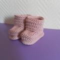 Vente au détail: Chaussons bébé roses coton bio fait main