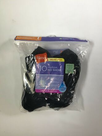 Womens Hanes Black Cushion No Show Socks Mixed Sizes 25 QTY NEW!