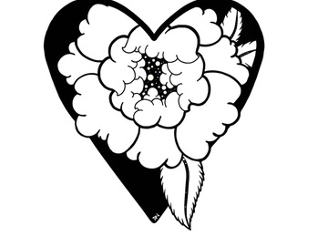 Tattoo design: Peony Heart