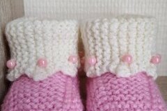 Vente au détail: Chaussons bébé fille 0-3 mois rose et blanc