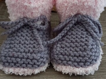 Sale retail: Chaussons bébé fille 0-3 mois rose et gris clair