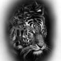 Tattoo design: Tiger with leaves