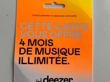 Vente: Carte Deezer Premium 4 mois (45€)