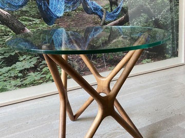 Selling: Nuevo Star End Table (Glass with walnut base)