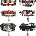 Comprar ahora: 36 Pcs Multilayer Braided Adjustable Leather Bracelets  
