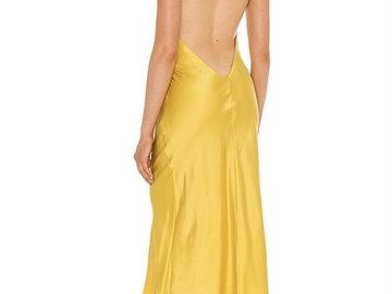 For Sale: Silk yellow backless midi dress
